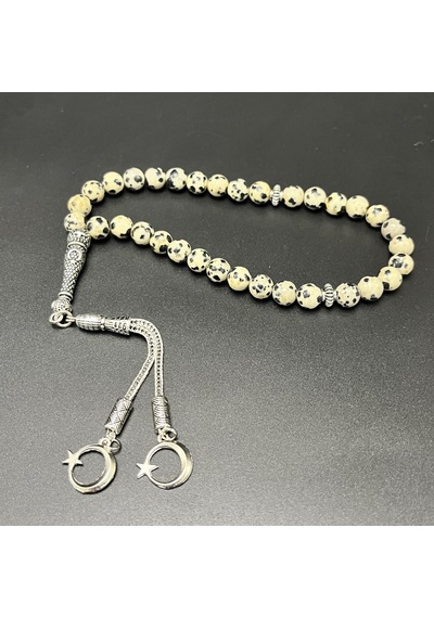 Yıldız Doğal Taş Dalmaçyalı Jasper 8mm 33lük Doğal Taş Tesbih