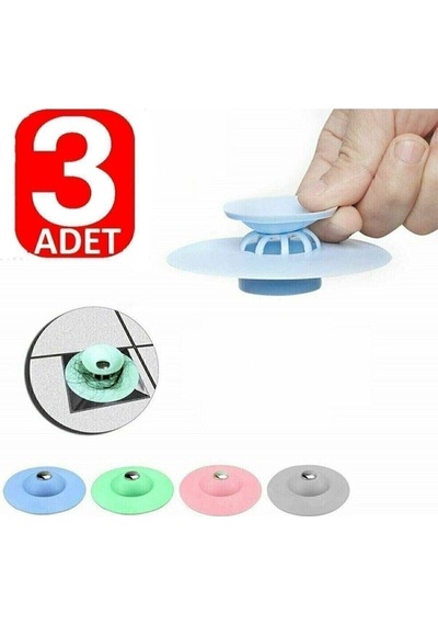 Lavabo Küvet Tıkacı 3 Adet Mutfak Banyo Gider Tıpası Kapağı Tıkaç Süzgeç Plastik Diğer