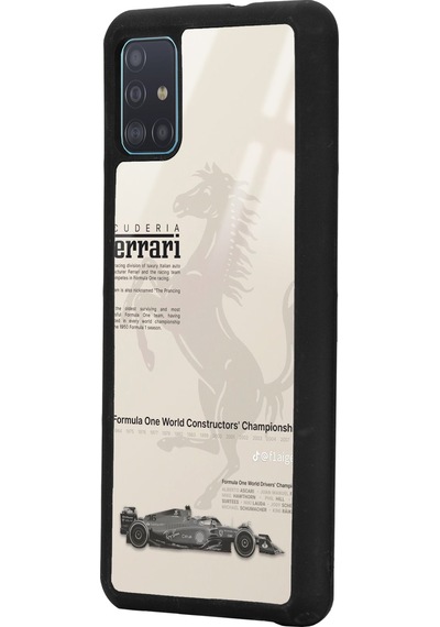 Samsung Uyumlu A51 Ferrari Tasarımlı Glossy Telefon Kılıfı Siyah