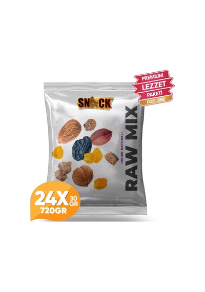 Snack Çiğ Karışık Kuruyemiş 24x30 Gr Premium Doğal Fıstık İncir Üzüm Fındık Kayısı Badem Atıştırmalık 720 Gr 720 G