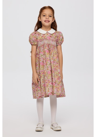 Panço Liberty Kumaş Çiçek Desenli Kız Çocuk Elbise 5621gk26008 Pembe