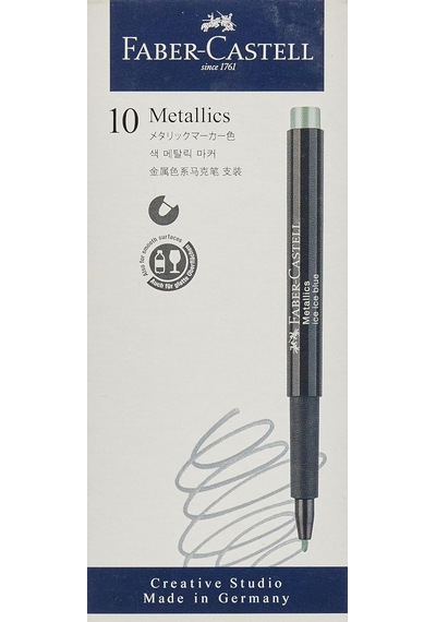 Faber-castell Metalik Markör Buz Mavisi, 10'lu Çok Renkli