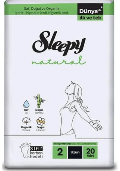 Sleepy Natural Hijyenik Ped Uzun 20 Adet 2 Paket Toplam 40 Adet