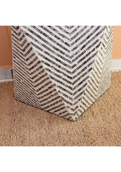 Zaviye Sedef Mozaik Sehpa 57x40x50 Cm Gri