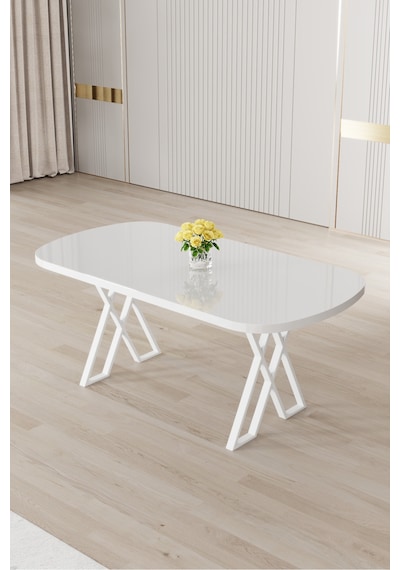 Canisa Radon Serisi Mdf 90x168 Sabit Beyaz Mutfak Masası Beyaz Masa