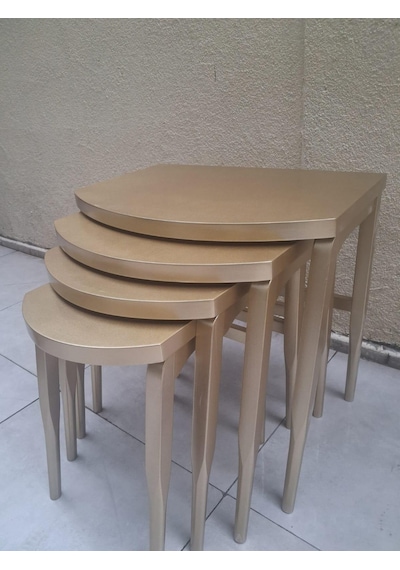 Zigon Ilgz 90552 D Model Klasik Sehpa Ahşap Kayın Retro Ayak Kaplama Parlak Gold Sarı
