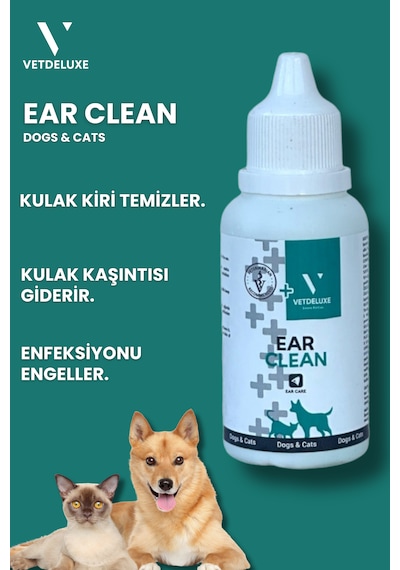 Vetdeluxe Ear Clean Losyon Kediler ve Köpekler İçin Kulak Temizleme Bakım 50 ML