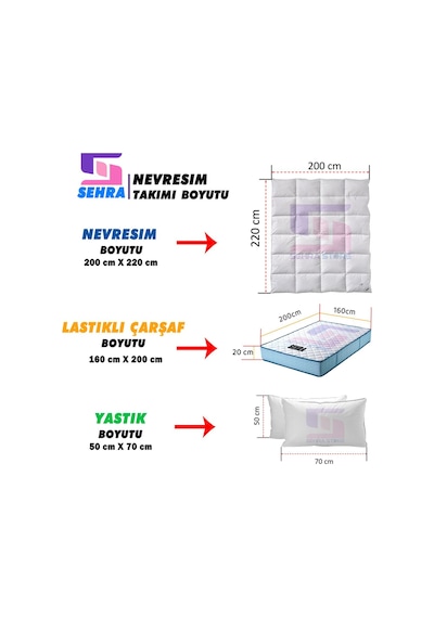 Lüks Dayanıklı Yumuşak Pamuklu Çift Kişilik Nevresim Takımı Seti + Lastikli Çarşaf +2 Yastık Kılıflı Koyugri - Turuncu