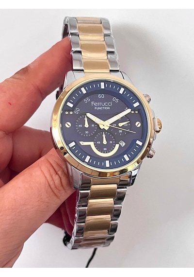 Ferrucci Fc93975 Silver-gold Renk Fonksiyonlu Takvimli Çelik Kordon Ve Kasa Erkek Kol Saati