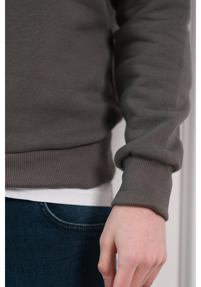 Slimfit Sıfır Yaka Basic 3 İplik Erkek Sweatshirt Antrasit