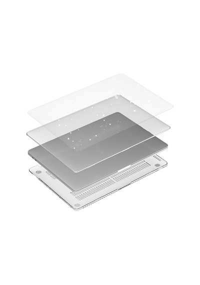 Apple MacBook Uyumlu Pro 14.2 Inç 2025 A3434 M5 Işlemçi Parlak Simli Hardcase Kapak Simli Şeffaf