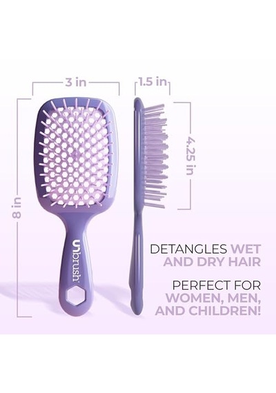 Unbrush Islak Ve Kuru Havalandırmalı Dolaşık Açıcı Saç Fırçası, Lavanta Koyu Mor