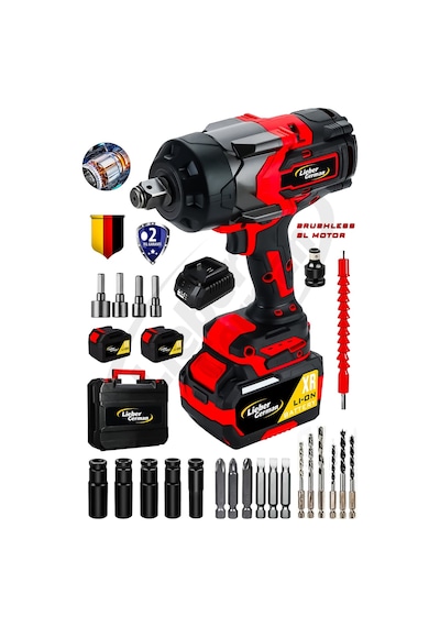 Lieber German Lg021 Kömürsüz Motor 850nm Akülü 15 Pilli Lastik Bijon Somun Sökme Sıkma Makinesi