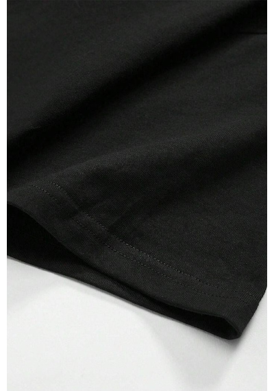 Erkek Siyah Oversize Kesim Bisiklet Yaka Oversize Tişört SIYAH