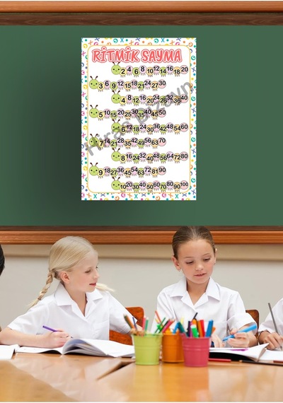 Ritmik Sayma Afişi Eğitici Çocuk Posteri Okul Öncesi İlkokul Sınıf Duvar Panosu Öğretmen Materyali 30x42cm A3 Kalın Kuşe Kağıt