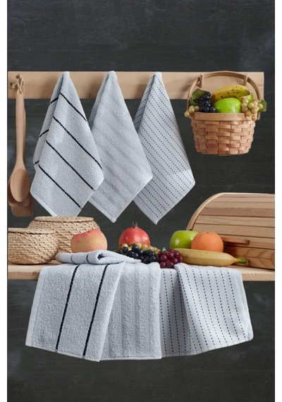 Seher 6'lı Mutfak Ve El&yüz Havlu Seti 30x50 Cm Gri