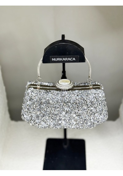 Nurkaraca 25y3593 Saplı Taşlı Kasalı Abiye Çanta Kadın 18x12 Çok Renkli