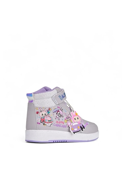 Nese Shoes Labu Labu Baskılı Bilekli Kız Çocuk Spor Ayakkabısı Sneaker Gri-lila