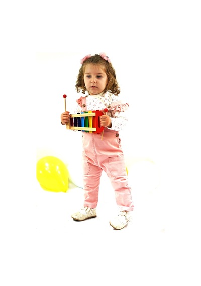 Aydodo Salopet Sweatshirt İkili Kız Pembe Bebek Takım Pembe