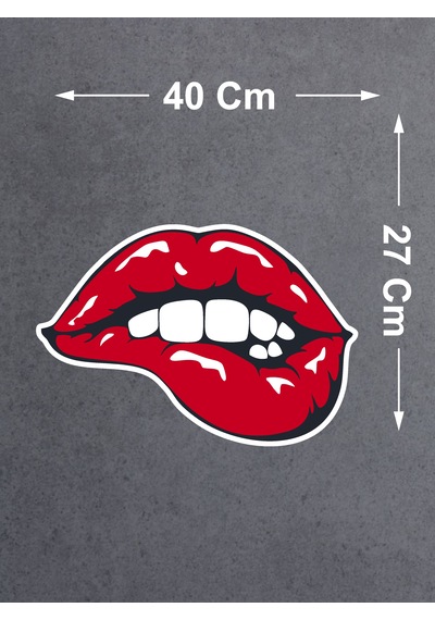 Sexy Dudak Isıran Sticker - Araba Oto Motosiklet Karavan Sticker - 00040 40x27 Cm