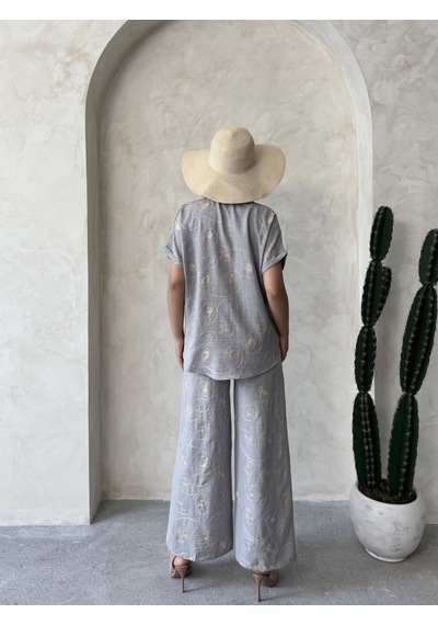 Verymoda Nakışlı Pantolon F1900 Gri Dsn2