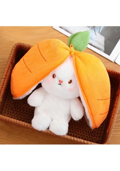 Fermuarlı Havuç Tavşan Peluş Oyuncak 20cm Tüylü Tavşan Hediyelik Yumoş Arkadaş Çok Renkli