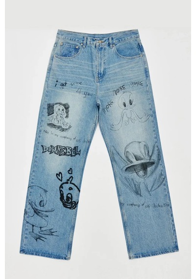 American Rag Cie Beaker Bootcut Jeans: 100% Pamuk, Rahat Kesim Ve Orijinal Sanat Tasarımlarıyla Mavi American Rag Cie Beaker Bootcut Jeans: 100% Pamuk, Rahat Kesim Ve Orijinal Sanat Tasarımlarıyla Mavi