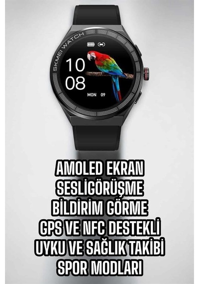 Akıllı Saat Dokunmatik Ekran Sesli Görüşme Ve Bildirim Görme Sağlık Takibi Siyah