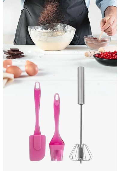Silikon Spatula Yumurta Fırçası Ve Çelik Basmalı Otomatik Çırpıcı Silikon Silikon Diğer