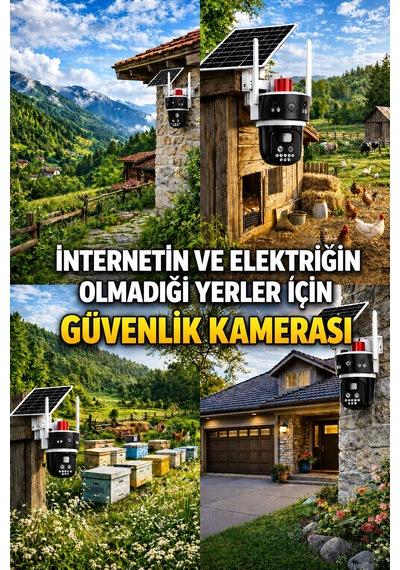 Sim Kartlı 2 Kameralı Elektriğin Olmadığı Yerde Kullanılan 10x Zoom Güvenlik Kamerası