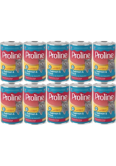 Pro Line Somonlu ve Alabalıklı Yetişkin Kedi Konservesi 10 x 400 G