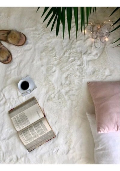 Saraz Halı Peluş Halı Soft Krem