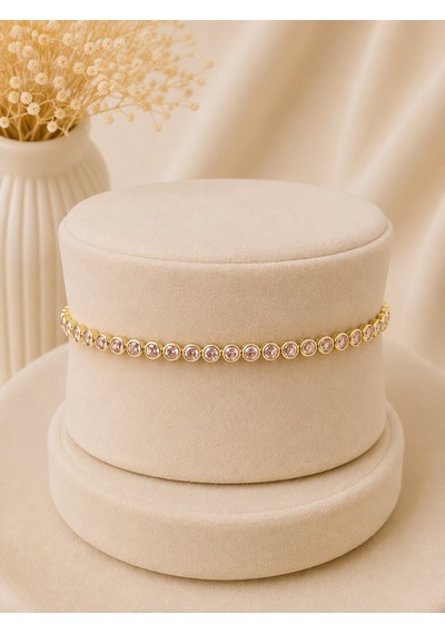 Valmont Accessories Kadın Gold Renk Toz Pembe Taşlı Su Yolu Bileklik