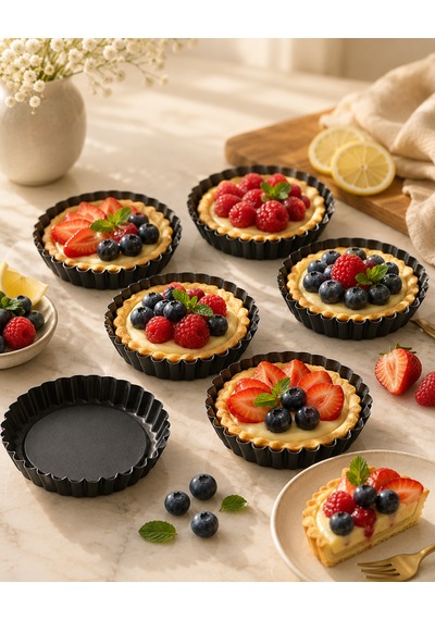 Fisko Tart Kalıbı Seti 6'lı - 11 Cm Siyah