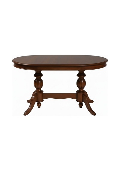 Montclair Çift Baba Ayaklı Masif Ahşap Oval Yemek Masası 90x140 Ceviz