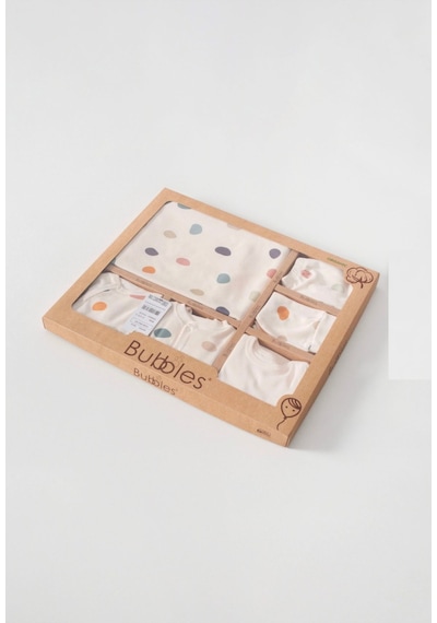 By Bubbles Unisex Desenli 10'lu Hastane Çıkış Seti Ekru Puantiye