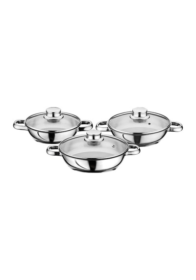 Gülsan 6 Parça Cam Kapaklı Paslanmaz Çelik Omlet Tencere Seti 16 Cm, 18 Cm, 20 Cm