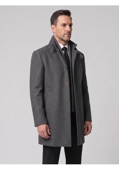 Plus Scorpion Erkek Slim Fit Kaşe Kaban Çıkarılabilir Ribanalı Fermuarlı Yaka, S Xxl Antrasit