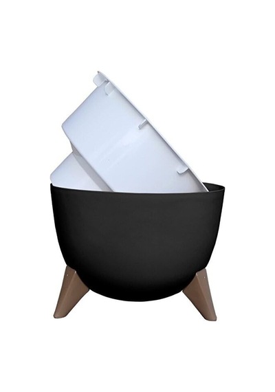 10 Litre 32cm Küre Saksı Ayaklı Delikli Süzgeçli Plastik Çiçek Saksısı Antrasit