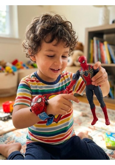 Marvel Spider-man Işıklı Figür Ve Projeksiyonlu Kol Saatli Oyuncak Seti 20 Cm Spider - Man