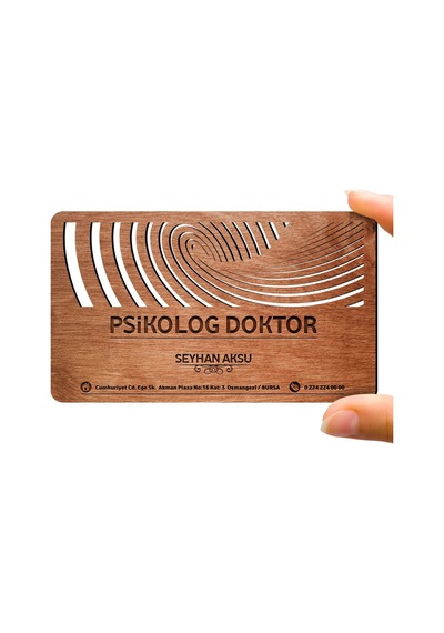 Kişiye Özel Mesleki Psikolog Doktor Ahşap Kartvizit (Model 1-1) 5