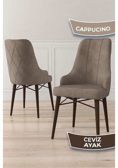 Canisa Neta Serisi, 1.sınıf Babyface Kumaş , Ceviz Gürgen Ayak, 8 Adet Cappucino Yemek Odası Sandalye Sandalye Cappucino Ayakları Ceviz
