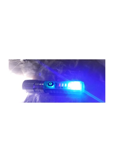 El Feneri Multi Fonksiyonlu Beyaz Lazer Beyaz Led Kırmızı Ve Mavi Led Uv Led Zoomlu Mercek Gri