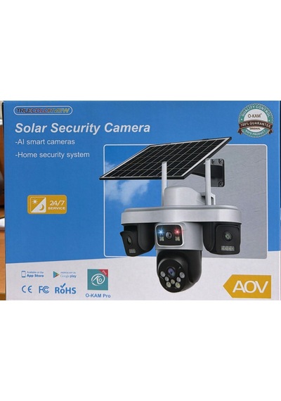 O-kam Ok-301 4g Sim Kartlı Solar Büyük Panel 4+4 - 9mp Ptz 3 Lens Köşeler Ayarlı Kamera