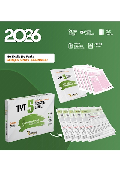 2026 Tyt Tüm Dersler 5'li Genel Deneme Seti Meb Müfredatına Uygun-ösym Ayarında