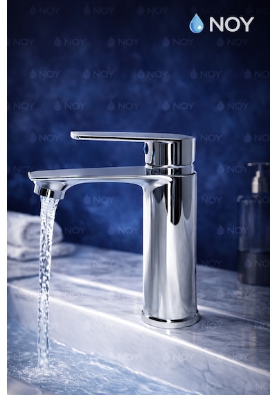 Lavabo Bataryası Krom Tek Kollu, Su Tasarruflu, Kartuşlu Banyo Musluğu Modern Ve Şık Krom