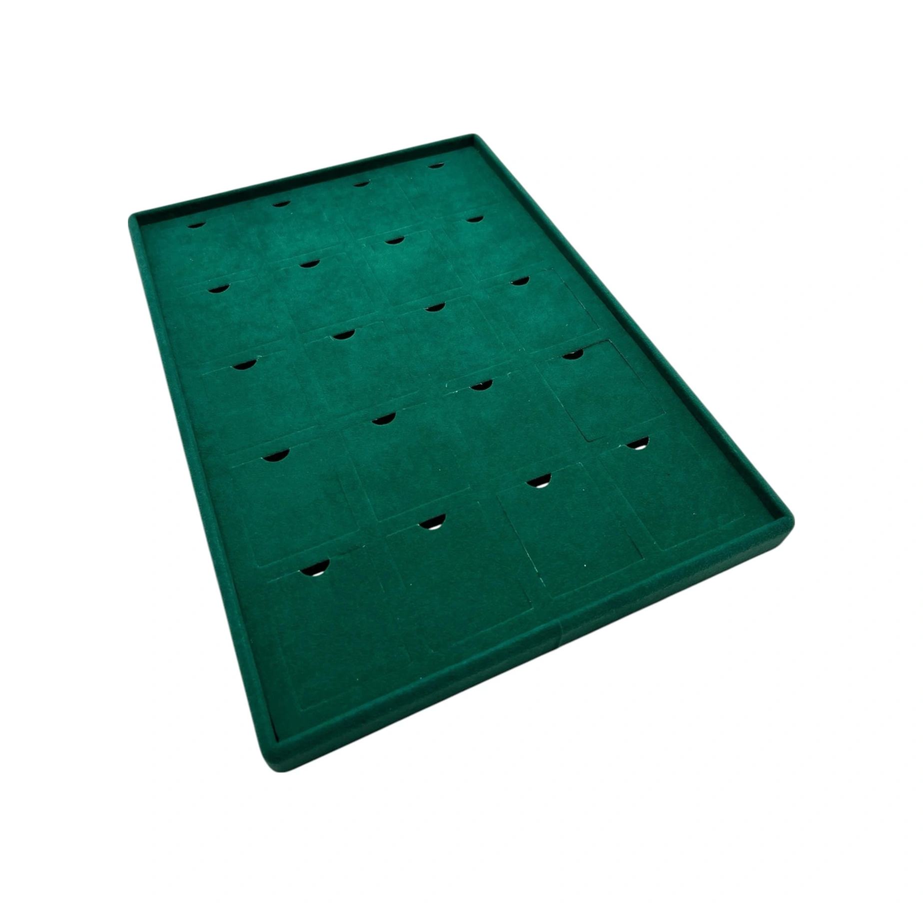 Dikine Süet Kumaş Yeşil 34-24 Cm Ayaklı 20 Pedli Kolye Tabla Stand