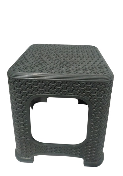 4 Adet Orta Boy Tabure Hasır Desenli Plastiktabure 33x26,5 Cm Gri