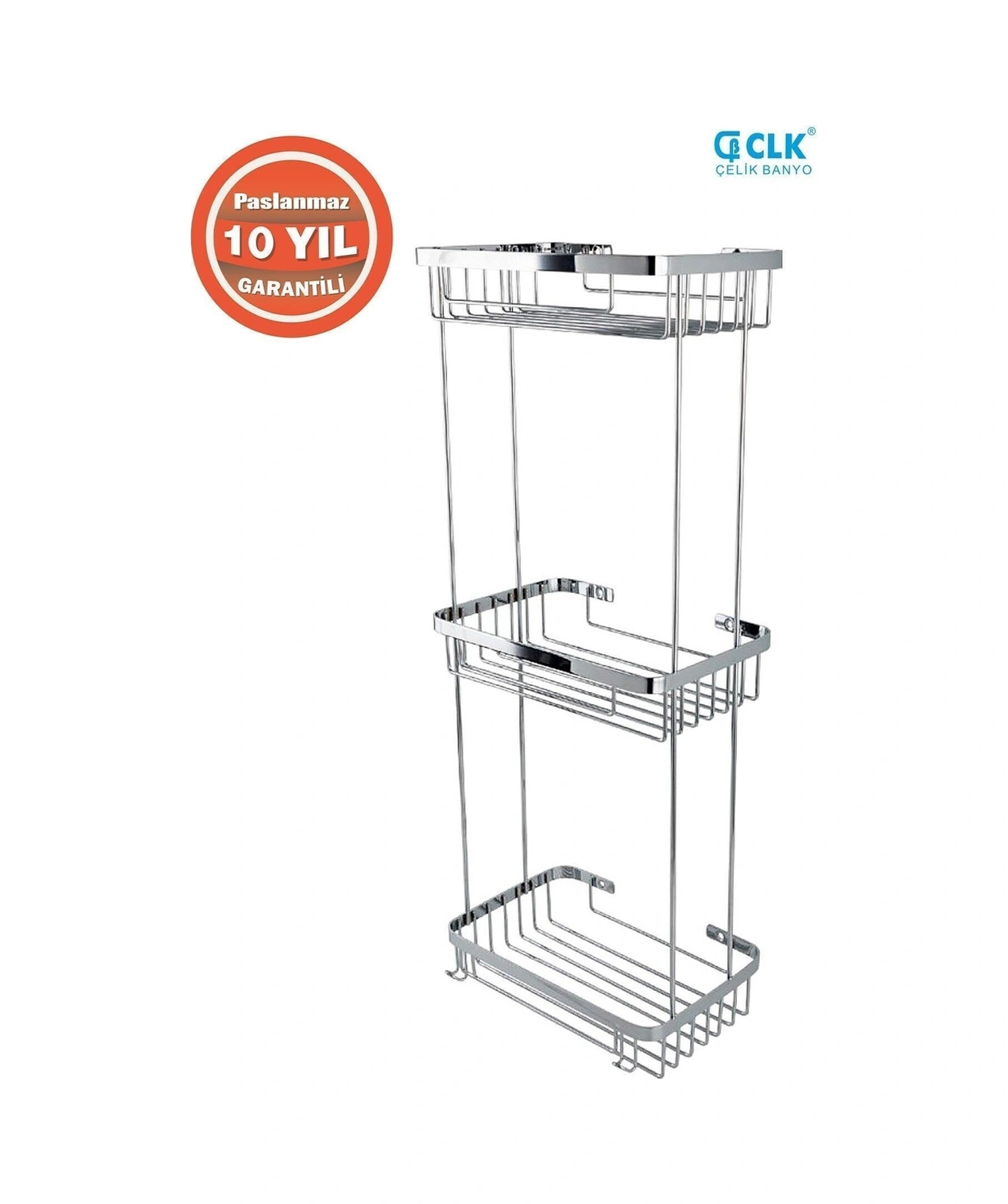Çelik Banyo Paslanmaz Çelik Taci 3 Lü 23x15 Cm Şampuanlık Köşe Süngerlik Krom