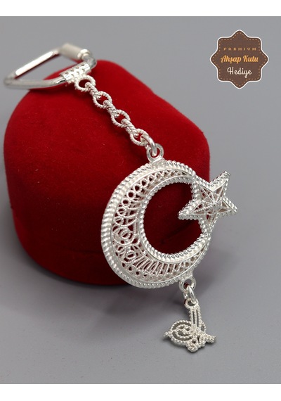 Ayyıldız Tuğralı Model 925 Ayar Gümüş Telkari Anahtarlık 201025144 Gümüş